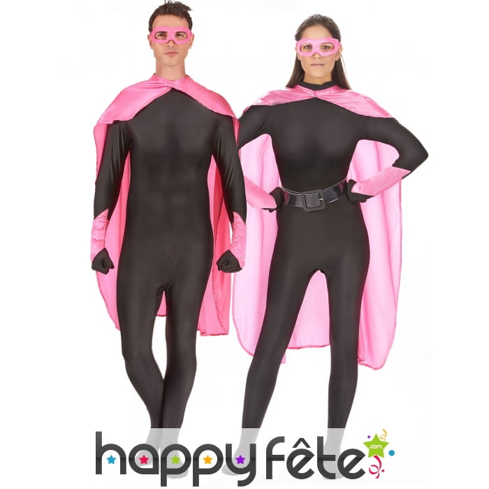 Cape, manchettes et masque rose pour homme