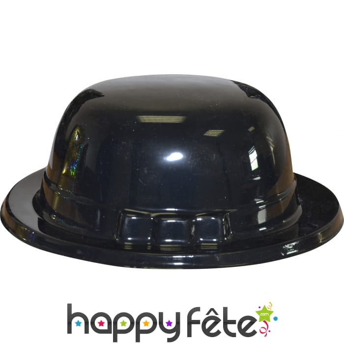 Chapeau melon en plastique noir adulte