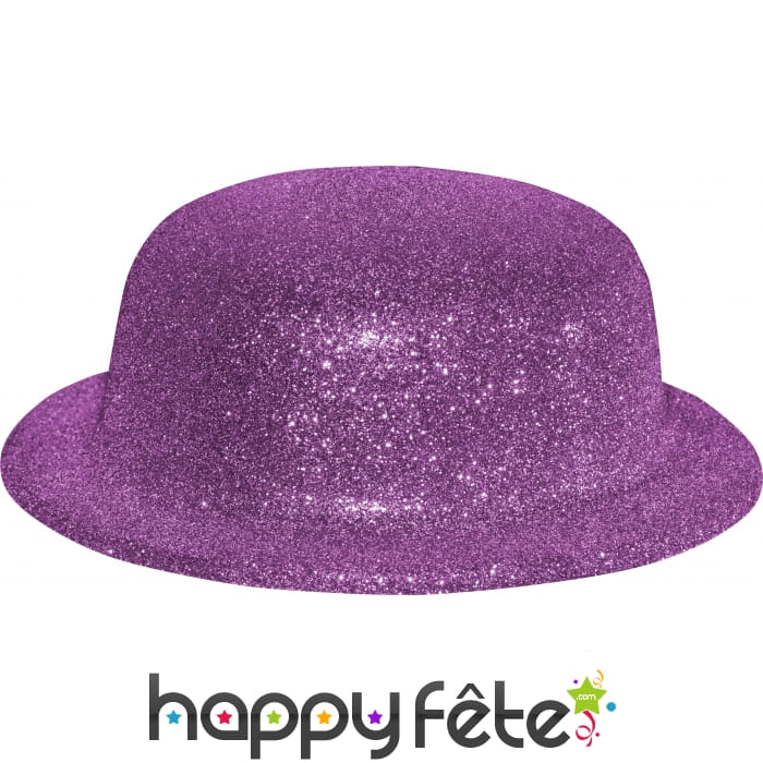 Chapeau melon fuschia paillette