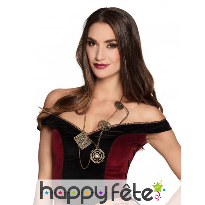Collier mécanismes horloger Steampunk pour femme