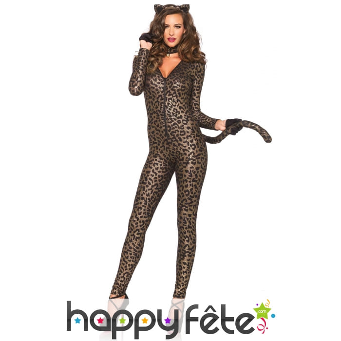 Combinaison moulante imprimé léopard