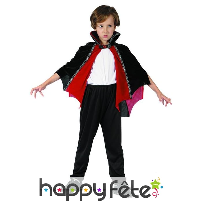 Cape mi-longue de petit vampire rouge et noire