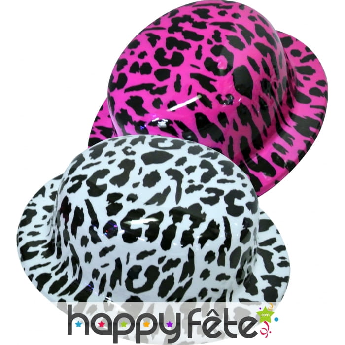 Chapeau melon leopard en plastique