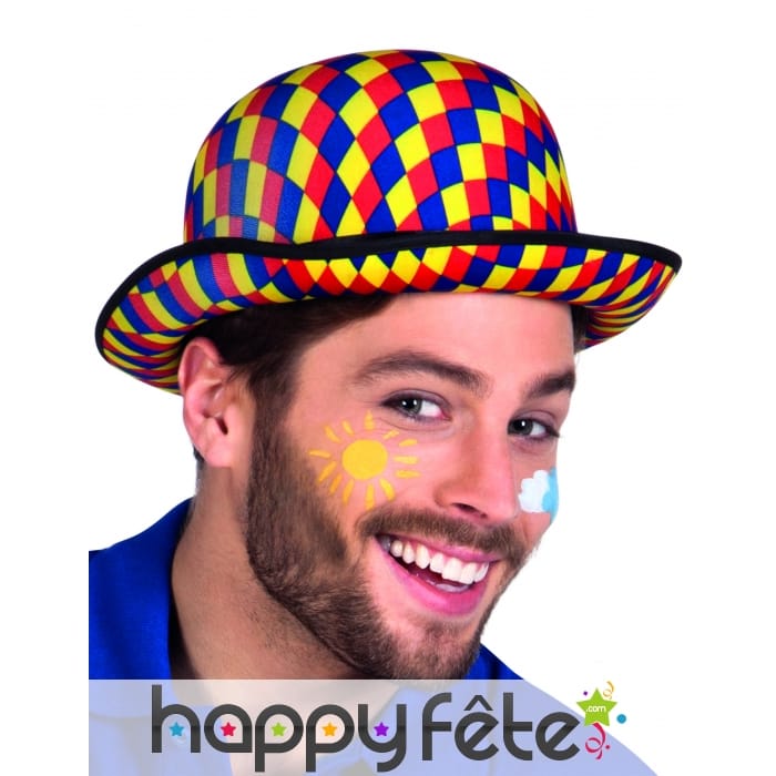 Chapeau melon losanges multicolores