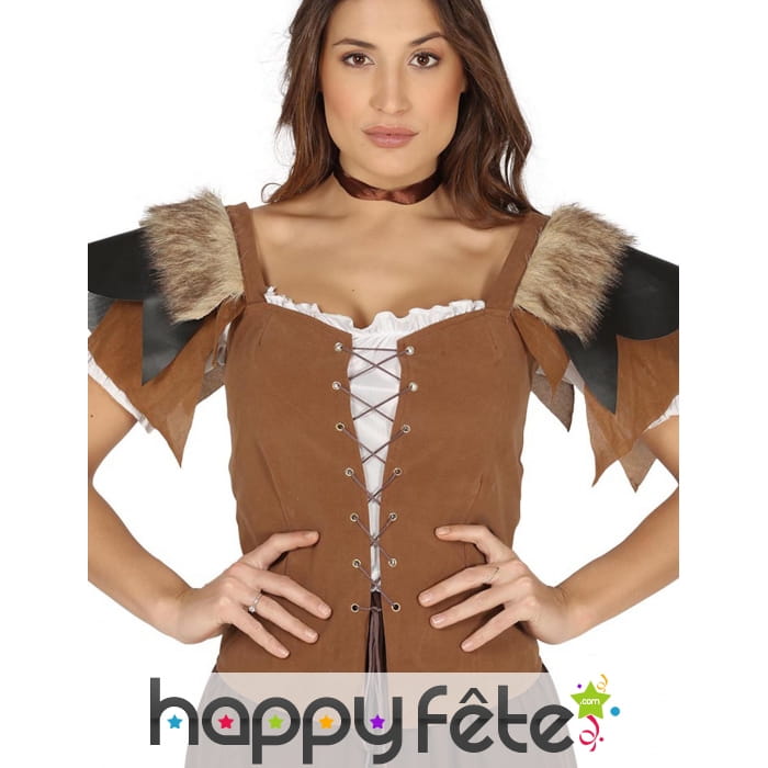 Corsage médiéval lacé aspect matière naturelle