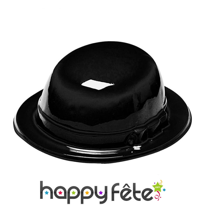 Chapeau melon noir en pvc pour adulte