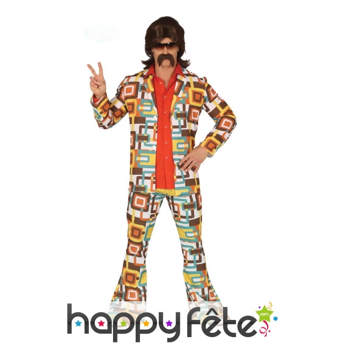 Costume motifs rectangle disco année 80 pour homme