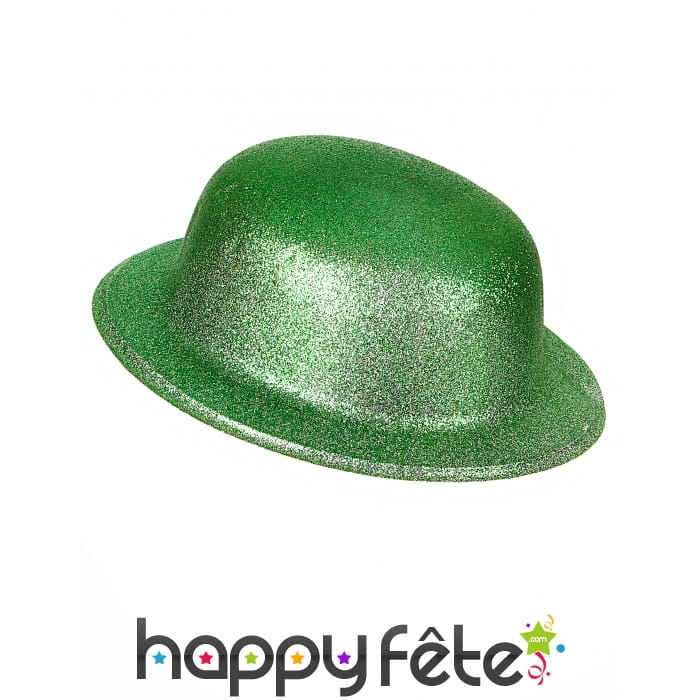 Chapeau melon Saint Patrick vert pailleté