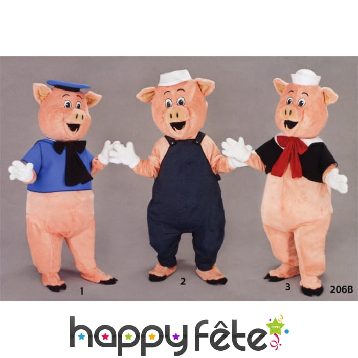 Costume mascotte trois petits cochons