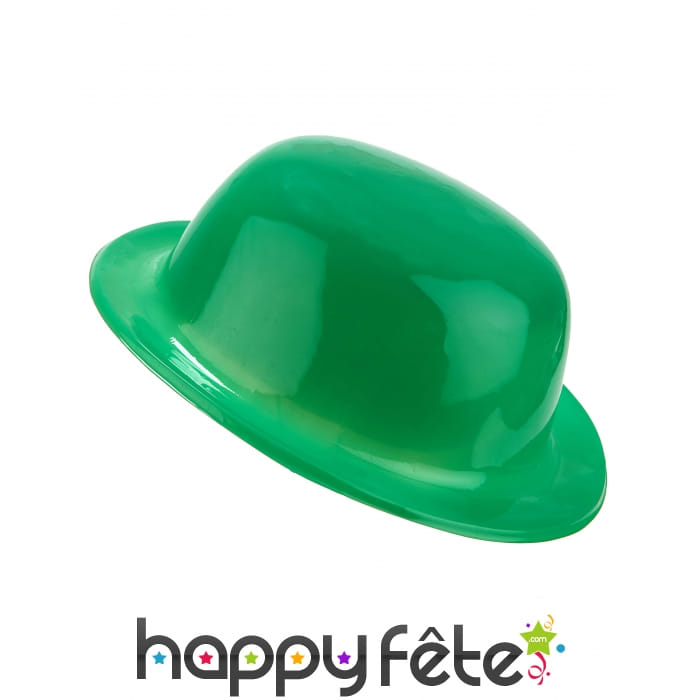 Chapeau melon vert uni en plastique