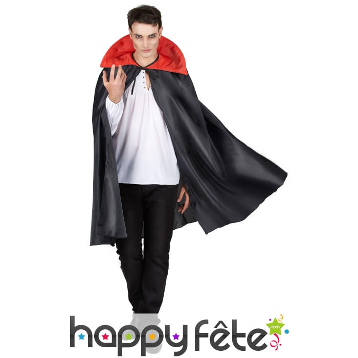 Cape noire avec col rouge pour adulte