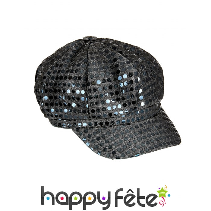 Casquette noire à sequins style disco