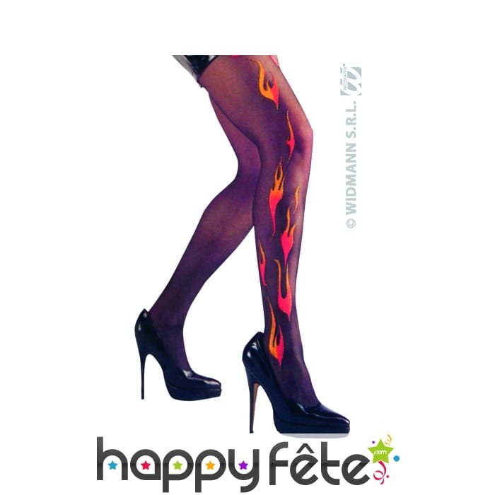 Collant noir avec flammes paillettées
