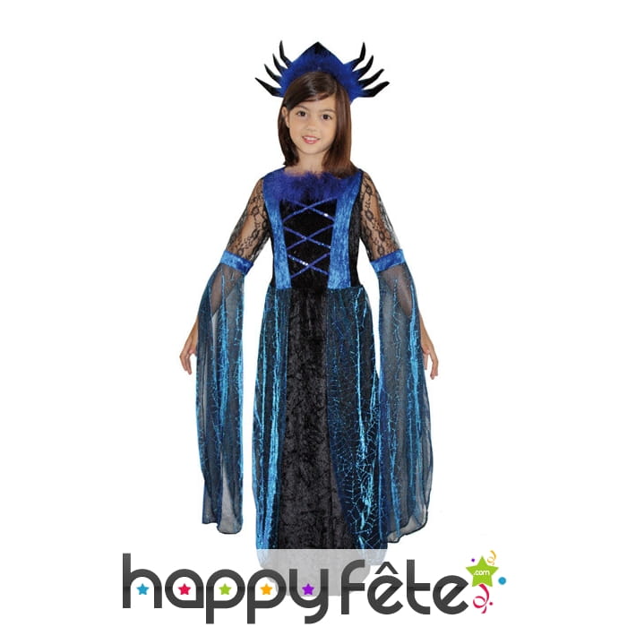 Costume noir bleu de petite reine des araignées