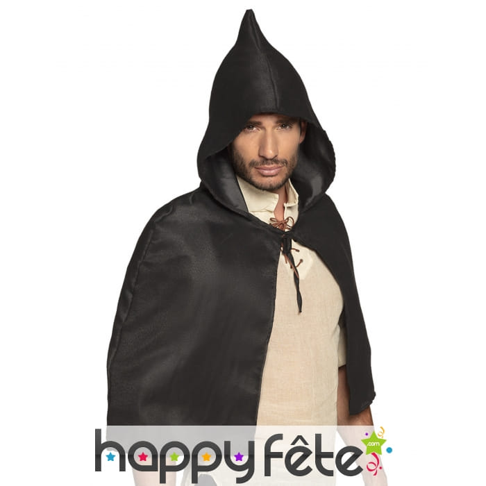Cape noire de chevalier médiéval pour homme