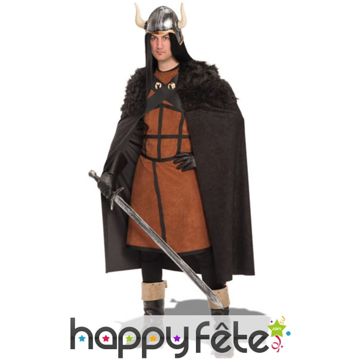 Cape noire de guerrier médiéval homme