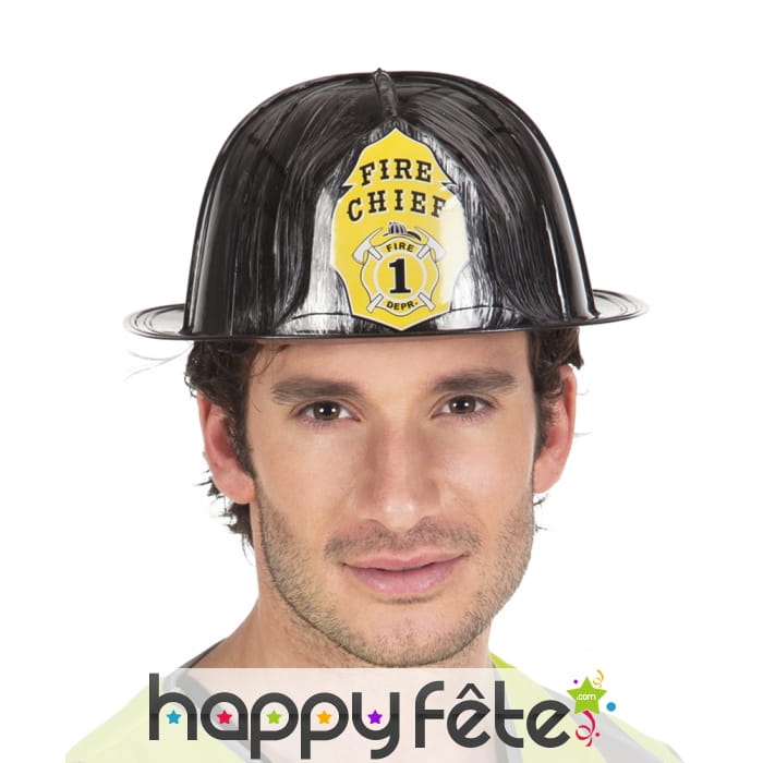 Casque noir de pompier pour adulte