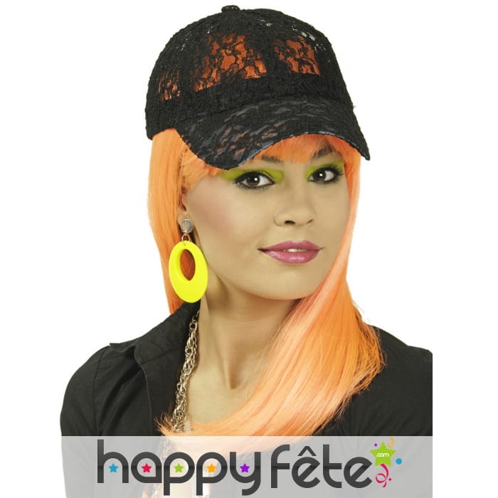 Casquette noire dentelle transparente