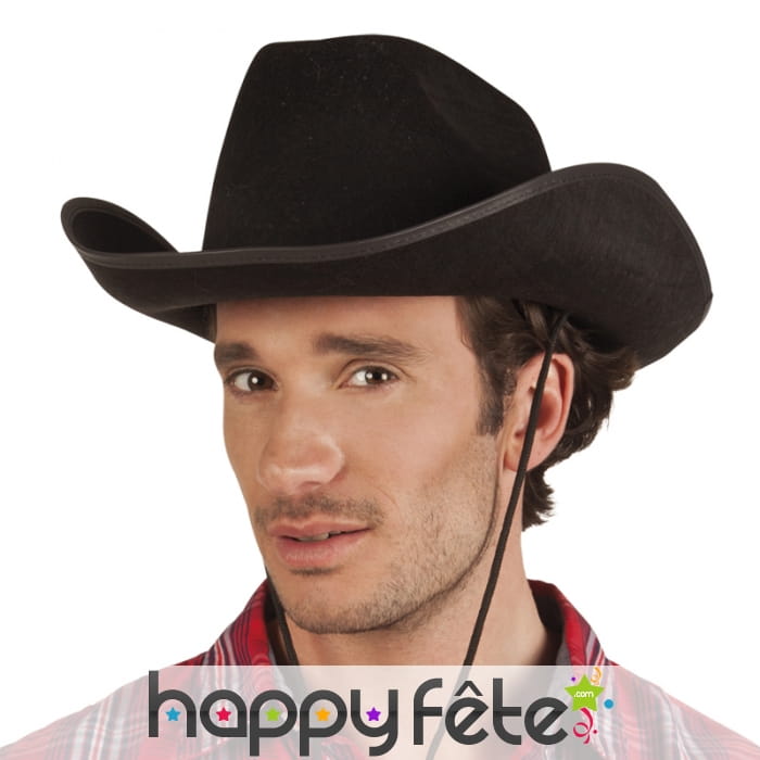 Chapeau noir de cow-boy pour adulte