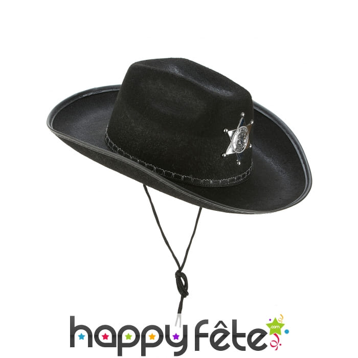 Chapeau noir de sherif avec étoile