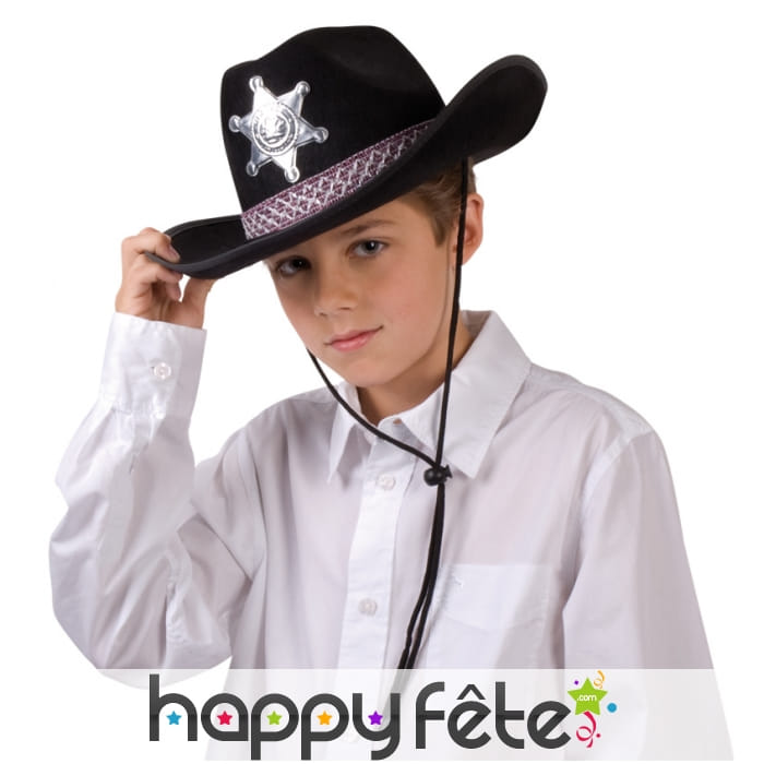 Chapeau noir de shérif pour enfant