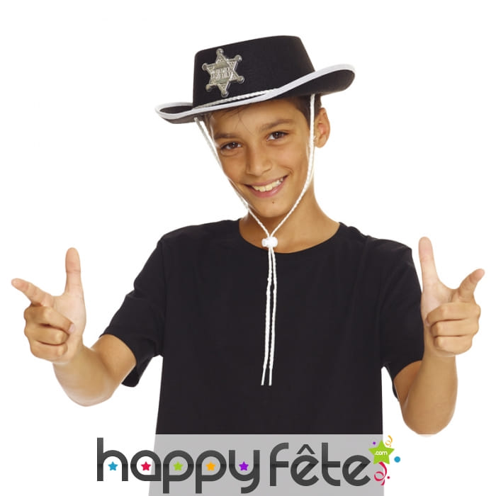 Chapeau noir de shérif pour petit garçon