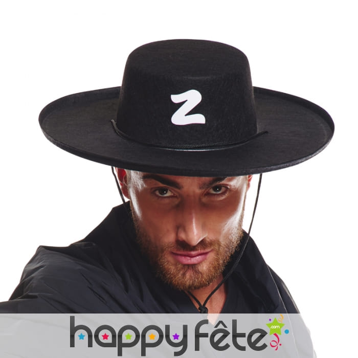 Chapeau noir de Zorro pour adulte