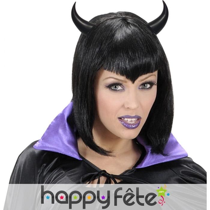 Cornes noires de 8cm sur serre tête