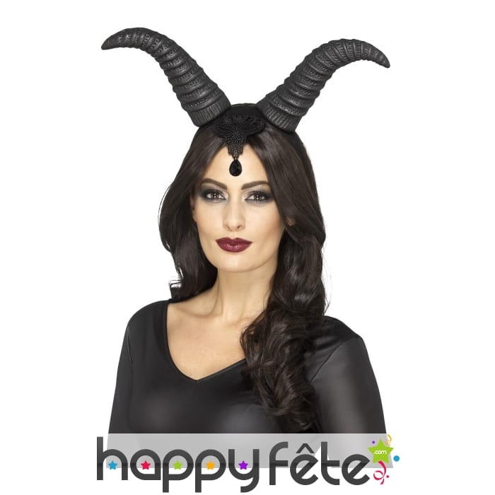 Cornes noires de démon sur serre-tête