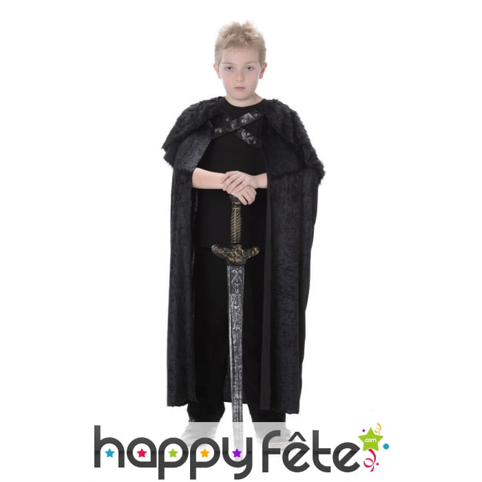 Cape noire en fausse fourrure pour enfant