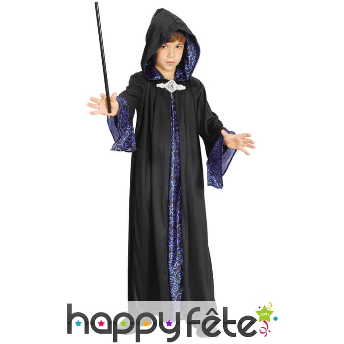 Cape noire et bleue à capuche pour enfant