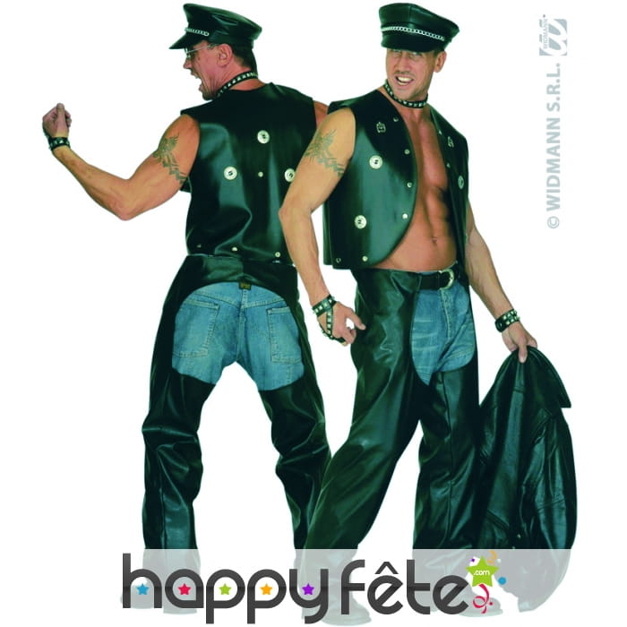 Chaps noires en simili cuir de taille m