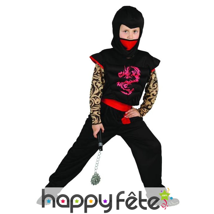 Costume noir et rouge de petit ninja