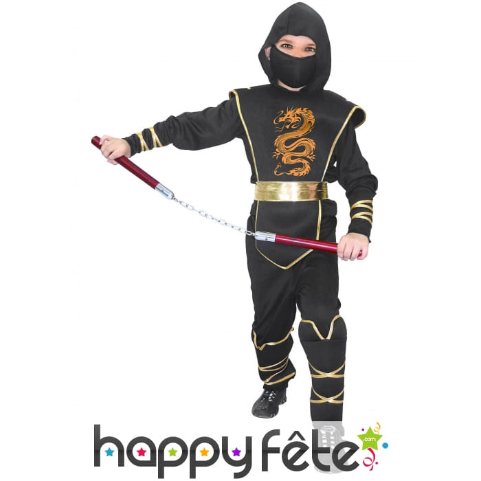 Combinaison noire imprimé doré de petit ninja