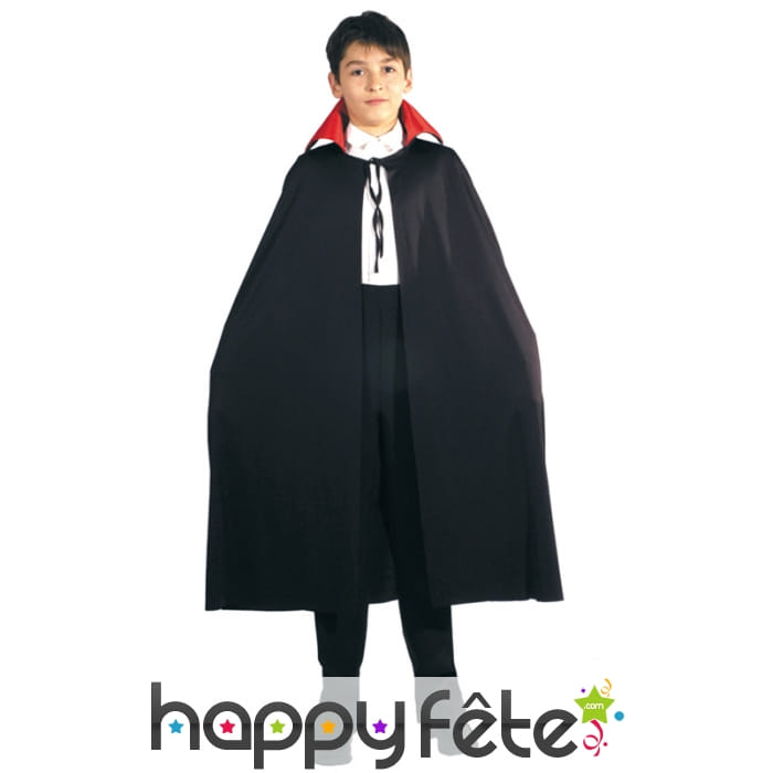 Cape noire noire avec col rouge pour enfant
