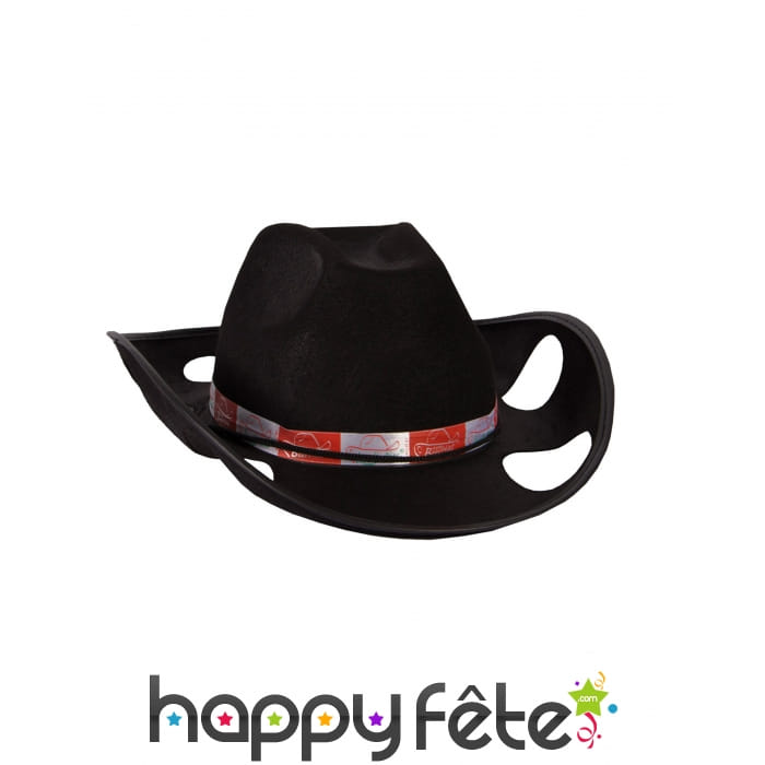 Chapeau noir porte gobelets style cowboy