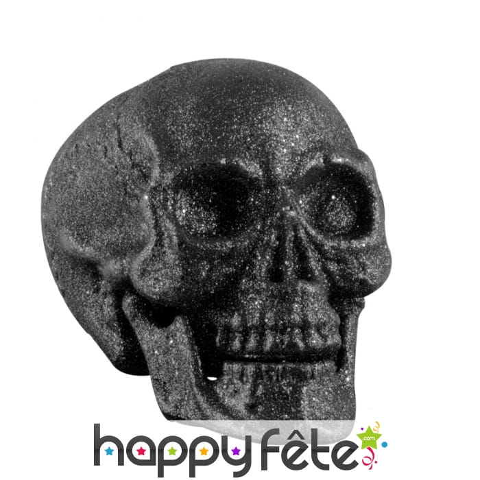 Crâne noir pailleté et décoratif
