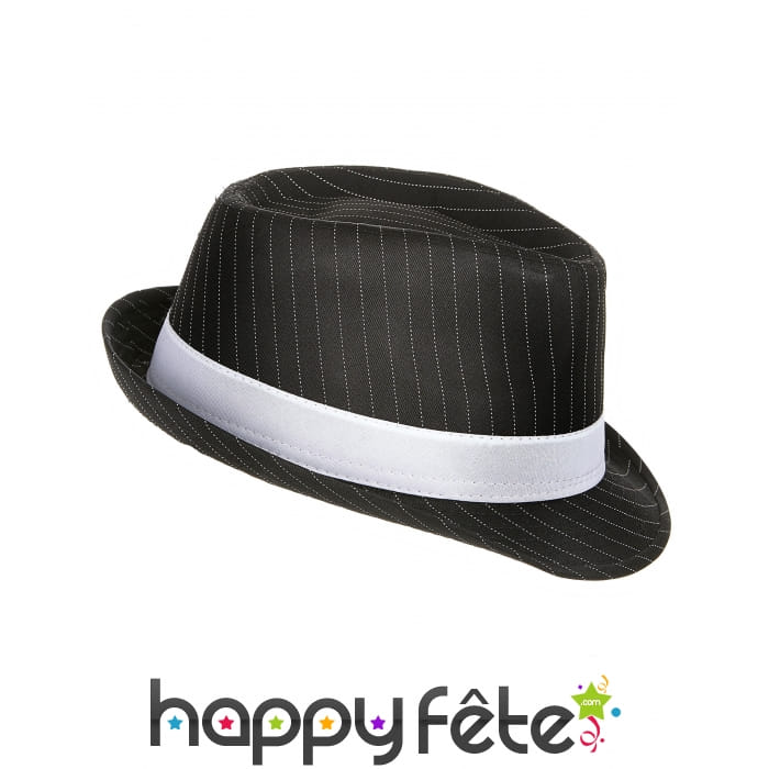 Chapeau noir rayé de gangster