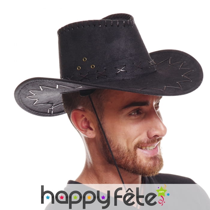 Chapeau noir uni de cowboy pour adulte