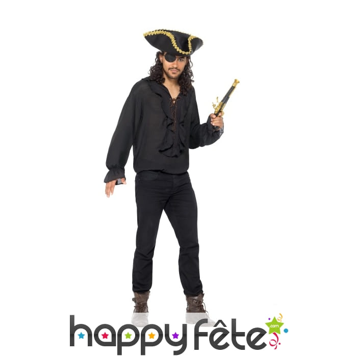 Chemise noire unie de pirate