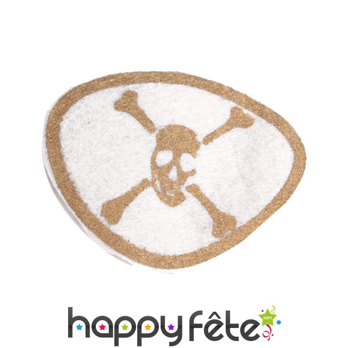 Cache-oeil de pirate blanc imprimé doré