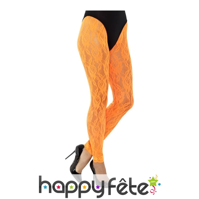 Collant orange et dentelle sans pieds