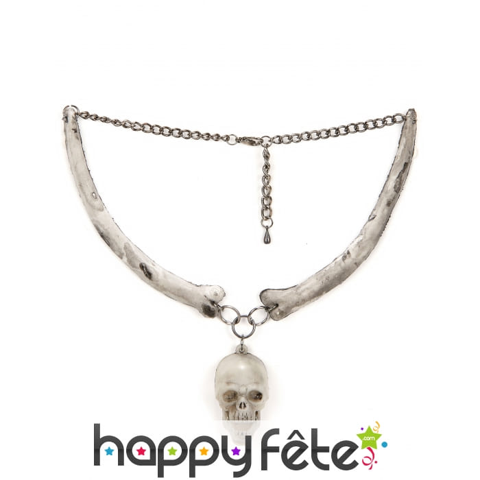 Collier os et tête de mort