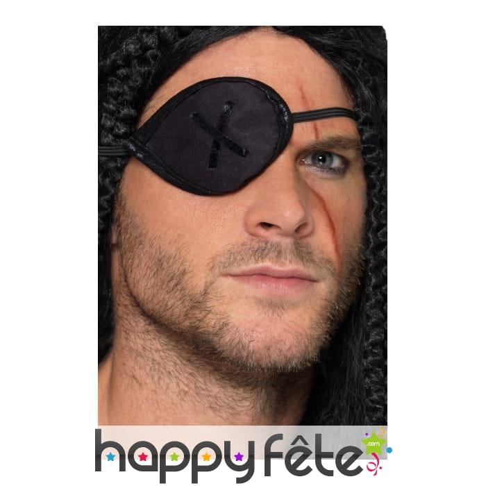 Cache oeil noir de pirate avec couture