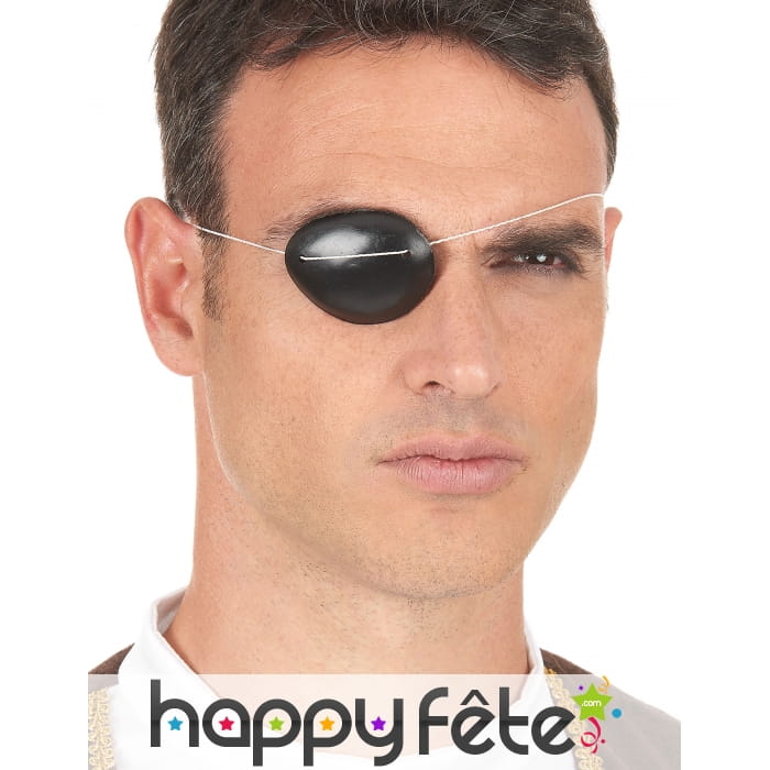 Cache oeil noir uni sur élastique