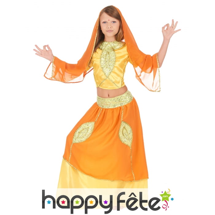 Costume orange petite danseuse de bollywood
