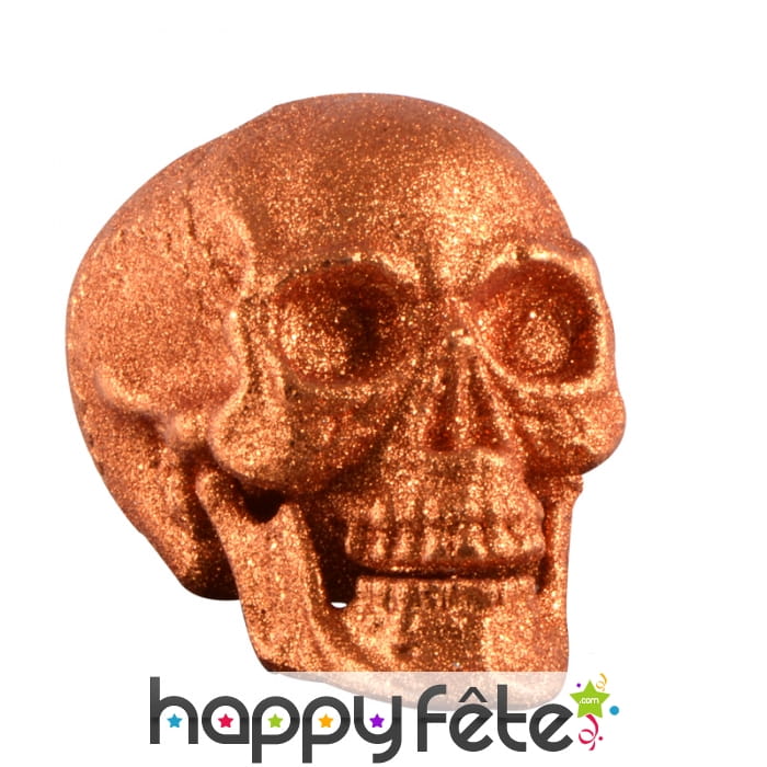 Crâne orange pailleté décoratif