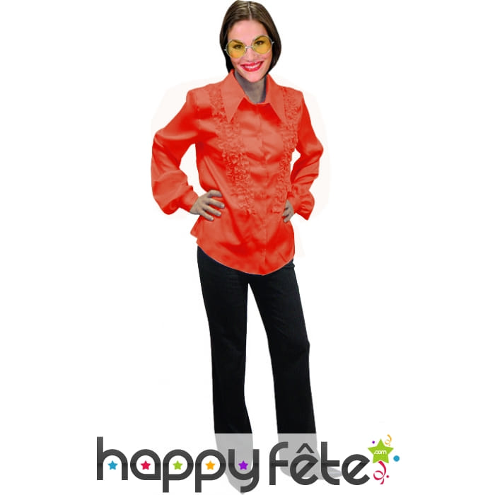 Chemise orange super ruche femme
