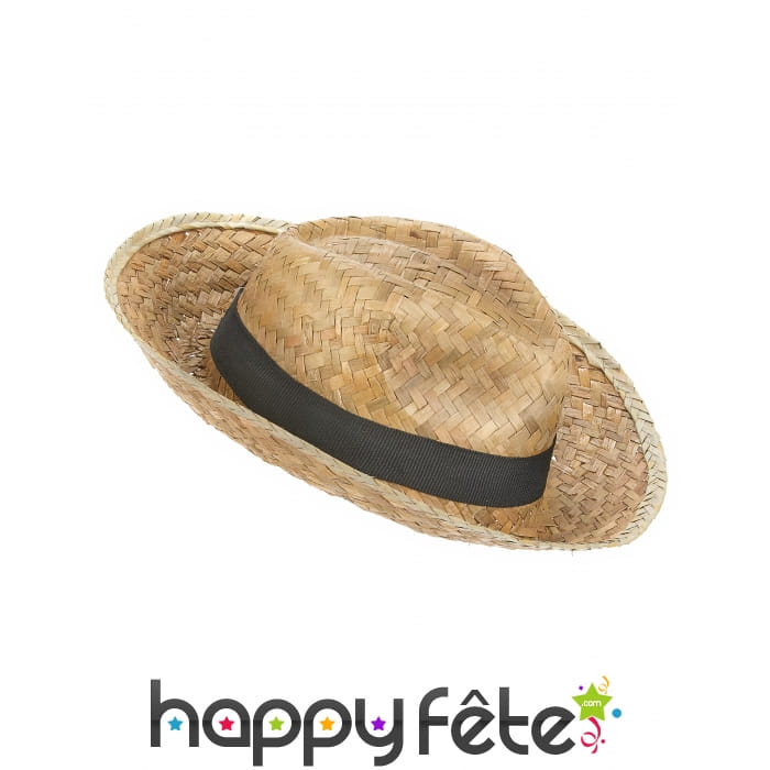 Chapeau Panama avec ruban noir, en paille