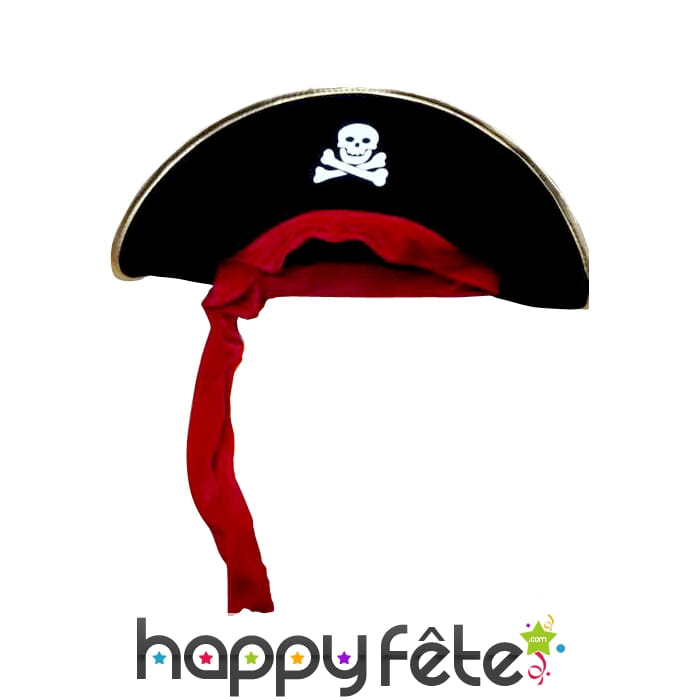 Chapeau pirate avec bandeau rouge